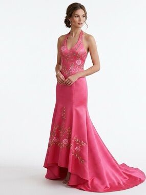 NWT Pink City Triangles Prom Dress Coquette Floral Mermaid Gown - READY TO SHIP